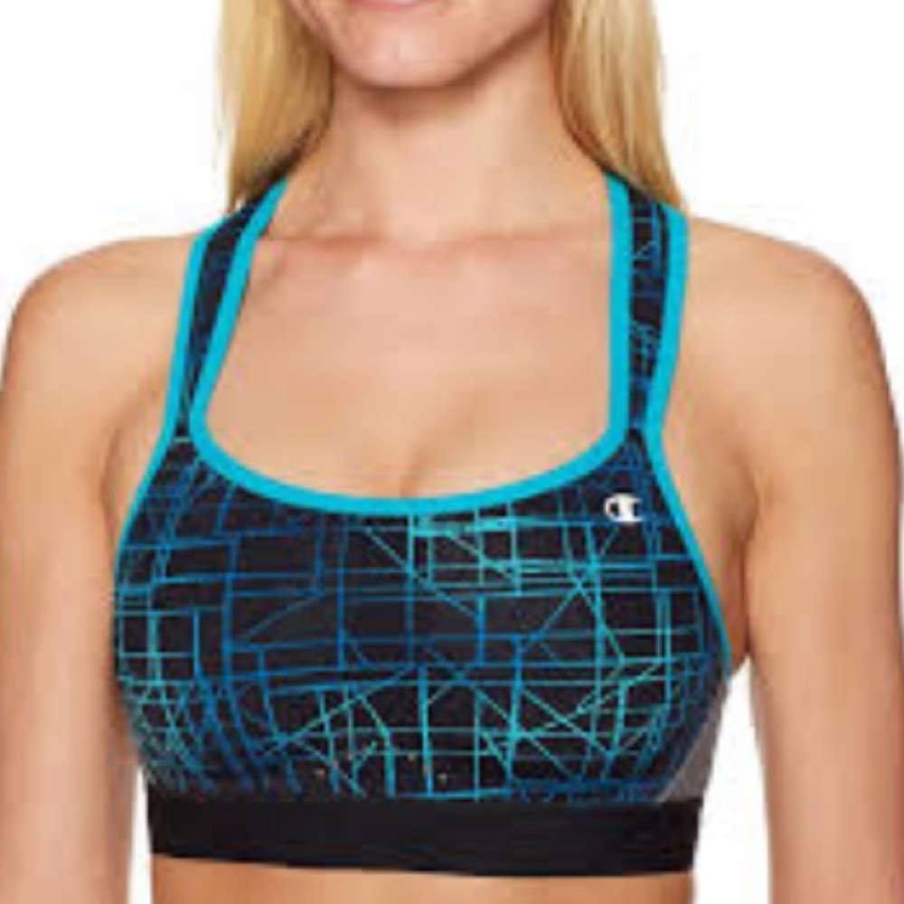 Champion Performance Sports Bra Blue and Black